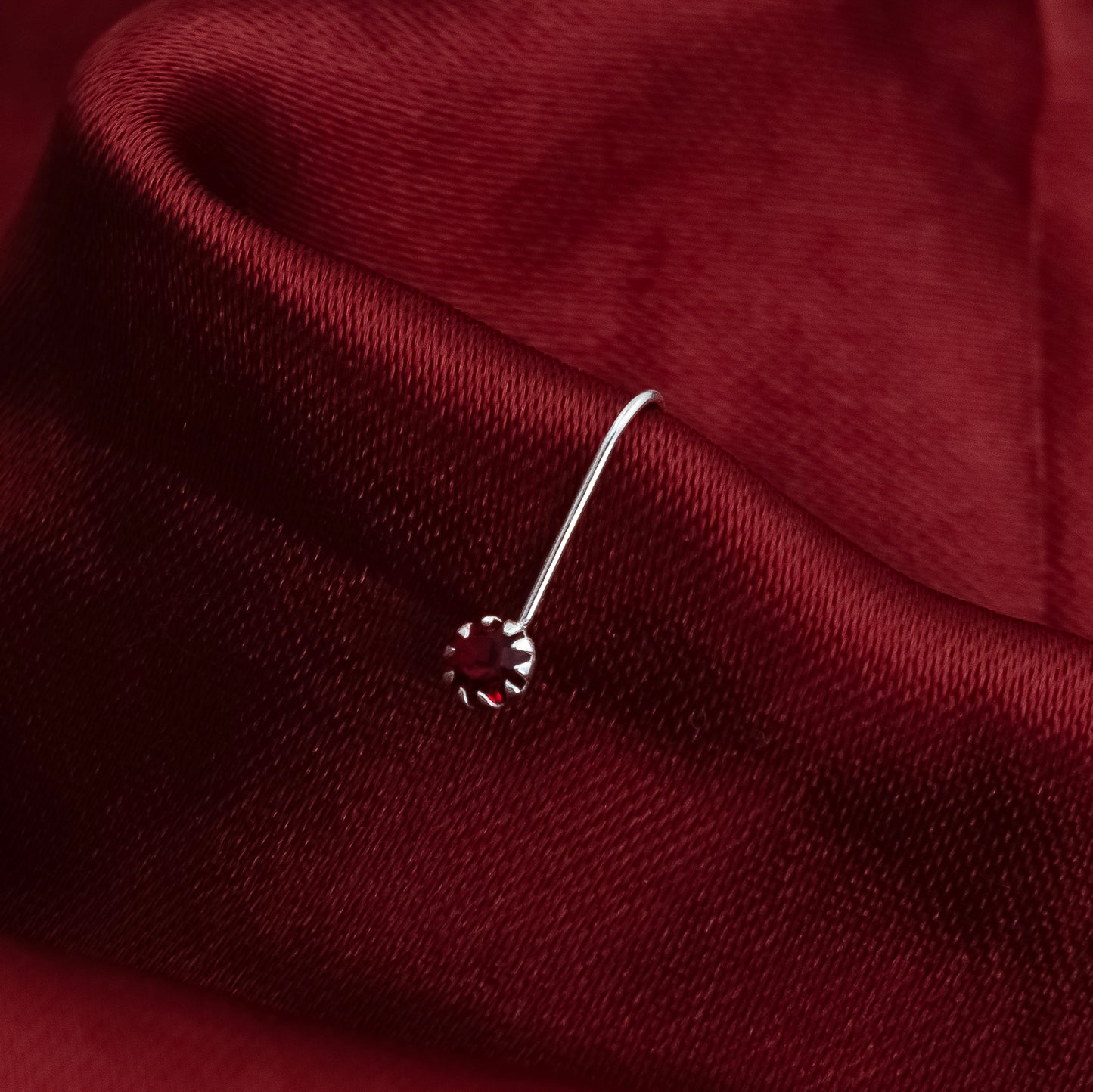 Silver Nose Pin with Stone Unique Style