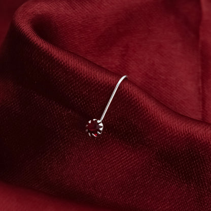 Silver Nose Pin with Stone Unique Style