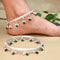 Stylish Silver Kada Payal with Green Stones & Ghungroo Bells
