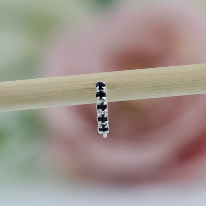 Black Stone Silver Nose Ring Elegant Nath Design