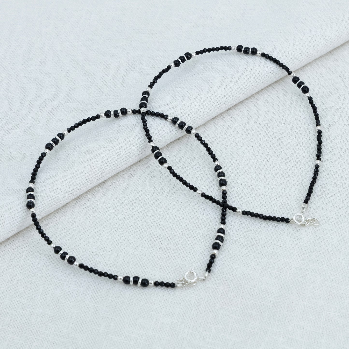 Elegant Silver Black Beads Anklet for Women & Girls