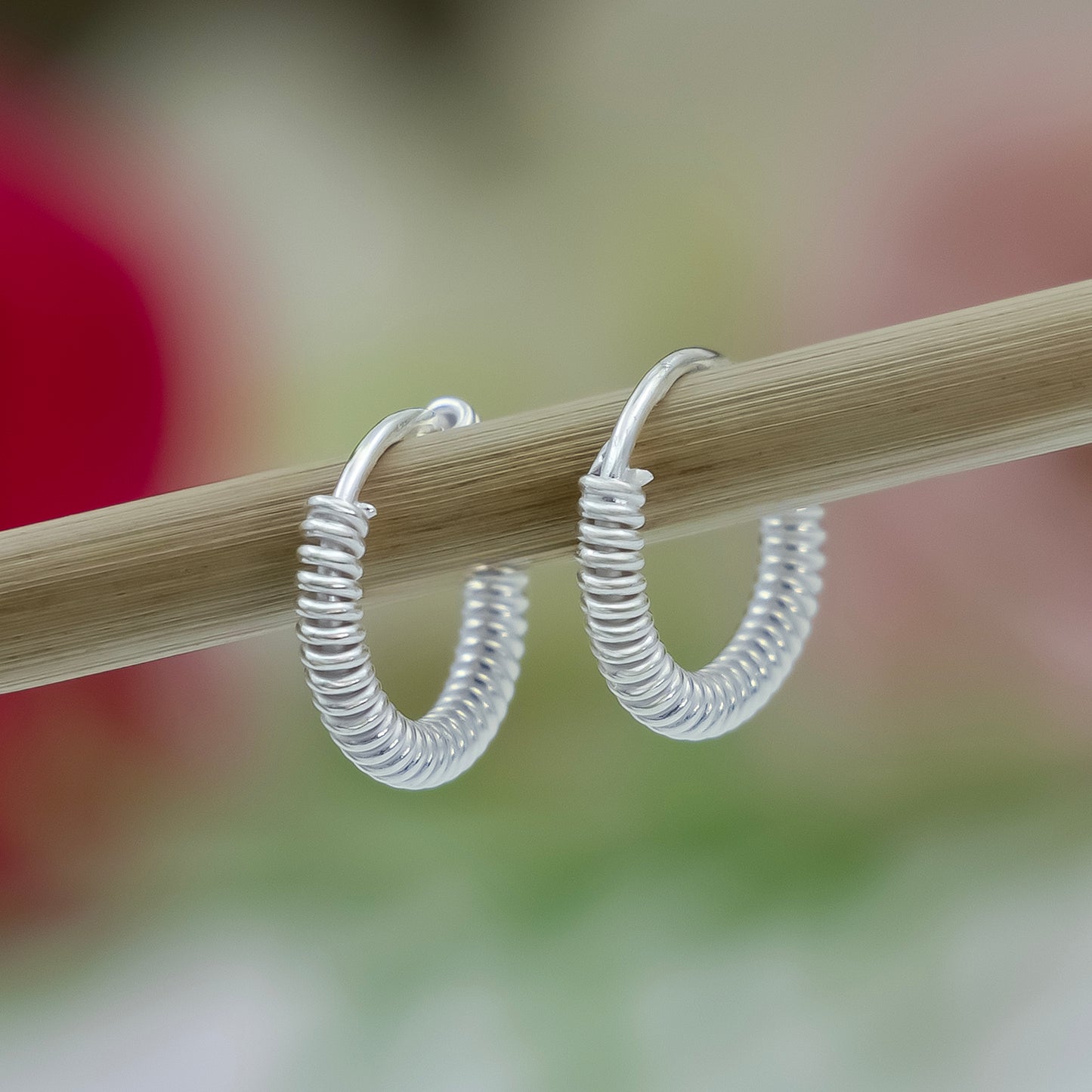 Elegant Coiled Design Silver Hoops
