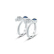 Handcrafted silver toe ring with a beautiful combination of blue and white round gemstones