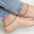 Silver Black Beads Daily Wear Anklet