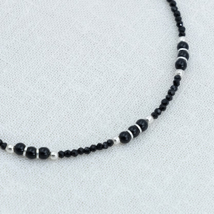 Elegant Silver Black Beads Anklet for Women & Girls