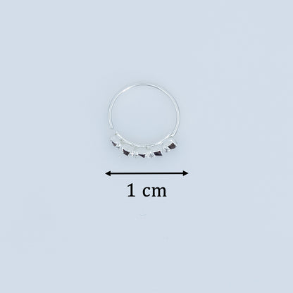 Black Stone Silver Nose Ring Elegant Nath Design