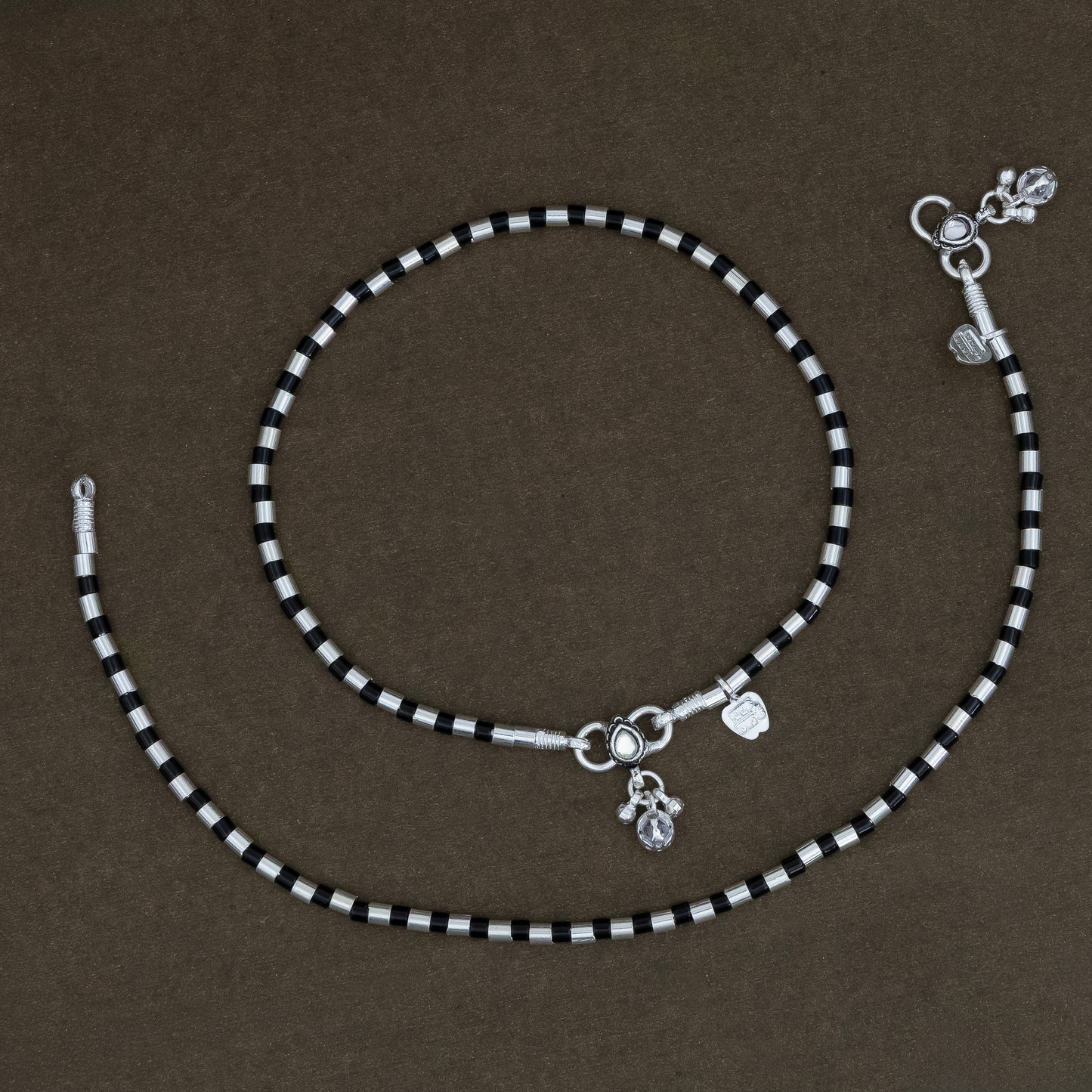 Silver Black Beads Daily Wear Anklet