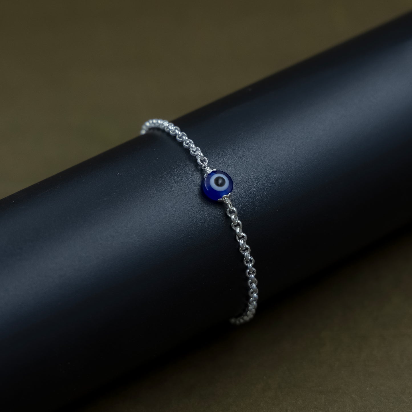 Stylish Silver Chain Bracelet with Evil Eye
