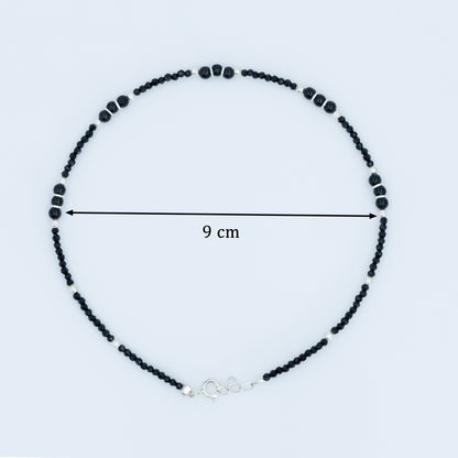 Elegant Silver Black Beads Anklet for Women & Girls