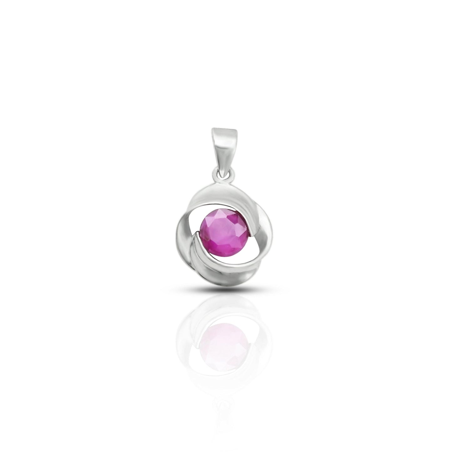 925 silver pendant with pink gemstone and elegant spiral design