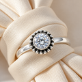 Shiny Crystal Stone Silver Ring