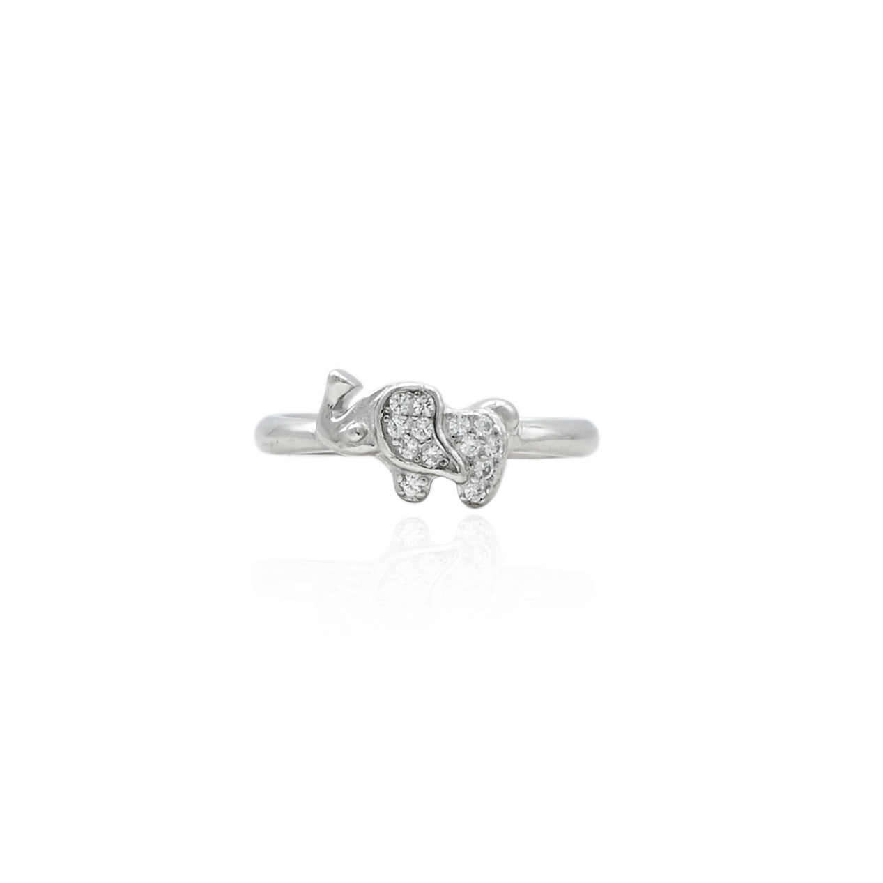 Silver baby ring featuring a classical elephant design, offering a charming and playful touch.