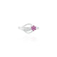 Silver ring featuring a pink flower design with a loop detail.