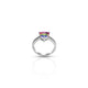 Vibrant silver ring featuring heart-shaped colorful gem.