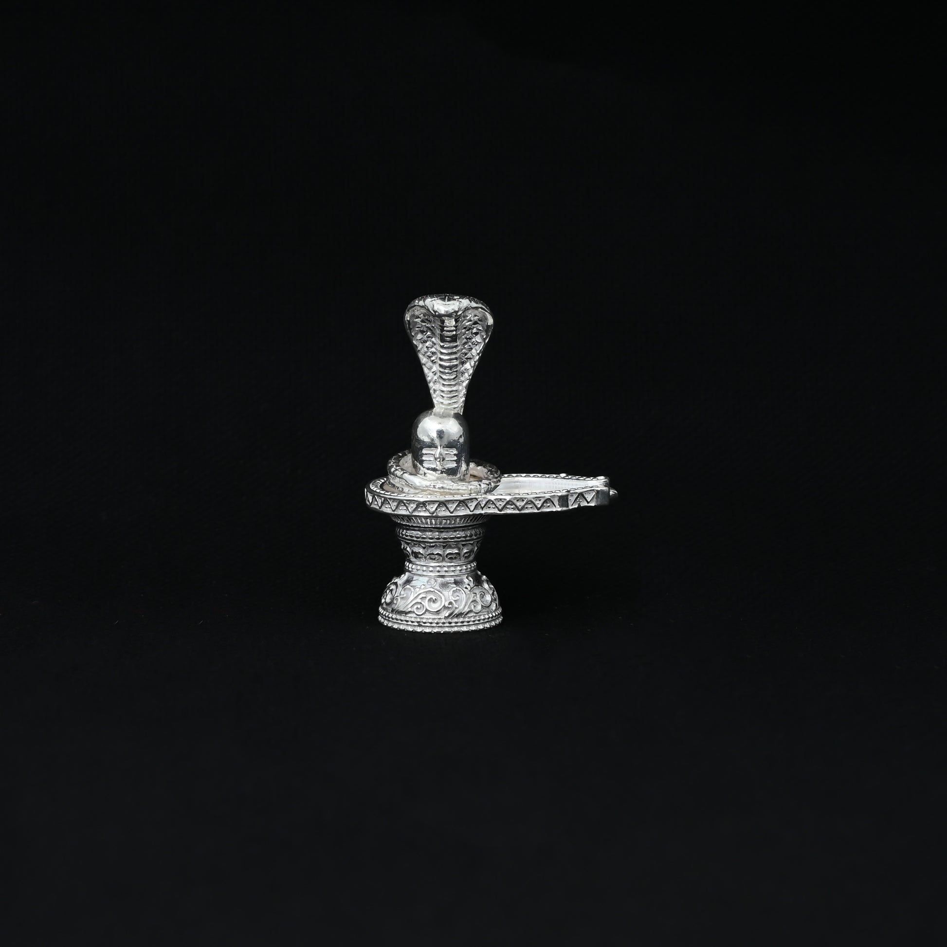 Traditional silver Shivling with detailed Naag Dev, perfect for Pooja