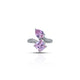 Sterling silver ring featuring two purple gemstones.