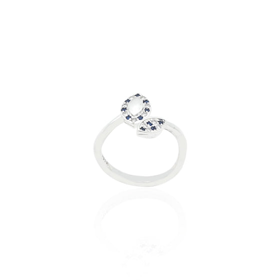 Elegant silver ring with dual royal blue accents for a bold and sophisticated style.