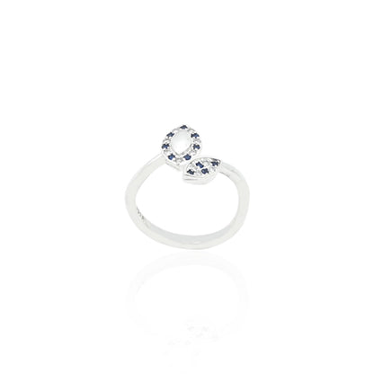 Elegant silver ring with dual royal blue accents for a bold and sophisticated style.