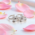 Silver Cross Leaf Design Adjustable Toe Ring (Bichiya) for Women