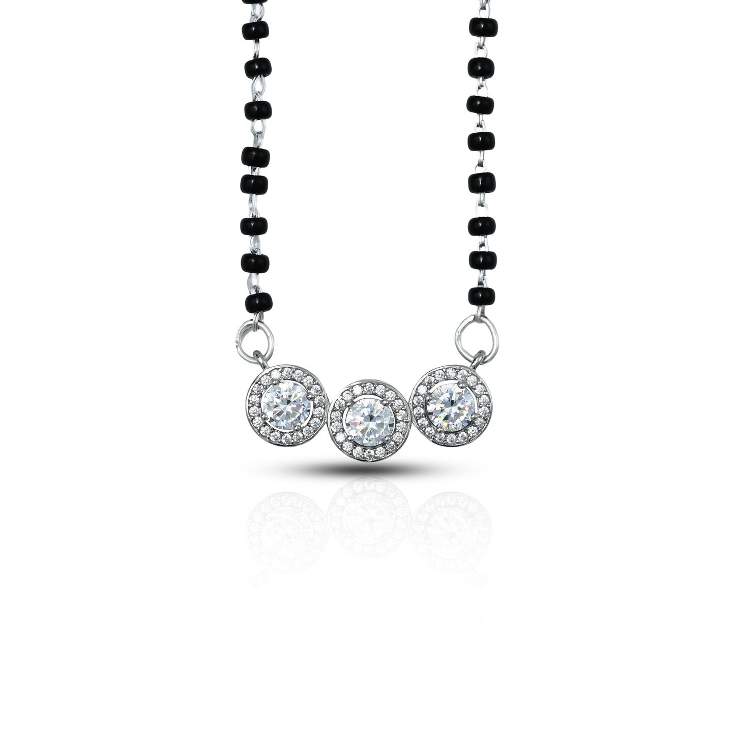 Classic Silver Mangalsutra Featuring Stones and Beads