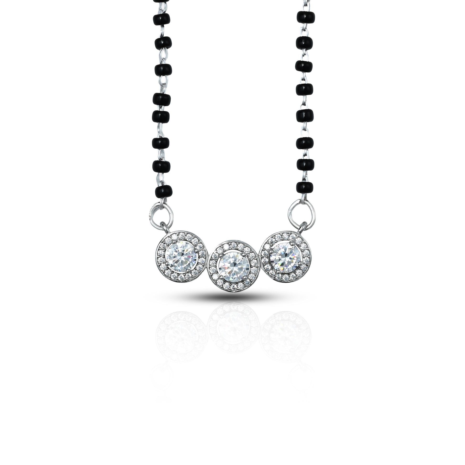 Classic Silver Mangalsutra Featuring Stones and Beads