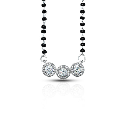 Classic Silver Mangalsutra Featuring Stones and Beads