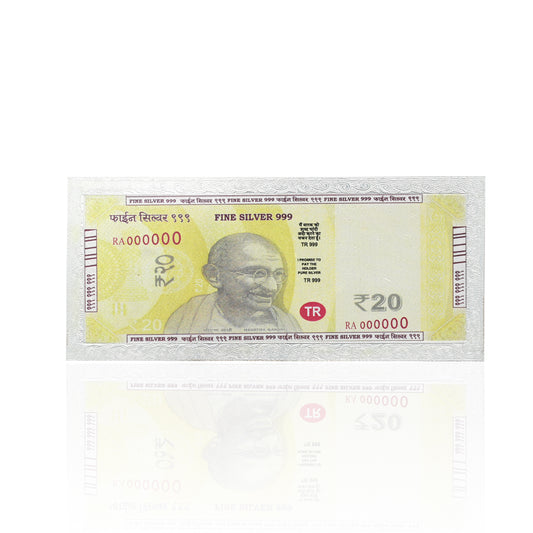 999 silver antique 20 Rupee currency note, perfect for collectors and gifting.