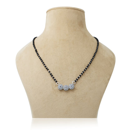 Classic Silver Mangalsutra Featuring Stones and Beads