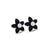 Beautiful silver stud earrings featuring a black flower design and pearl center