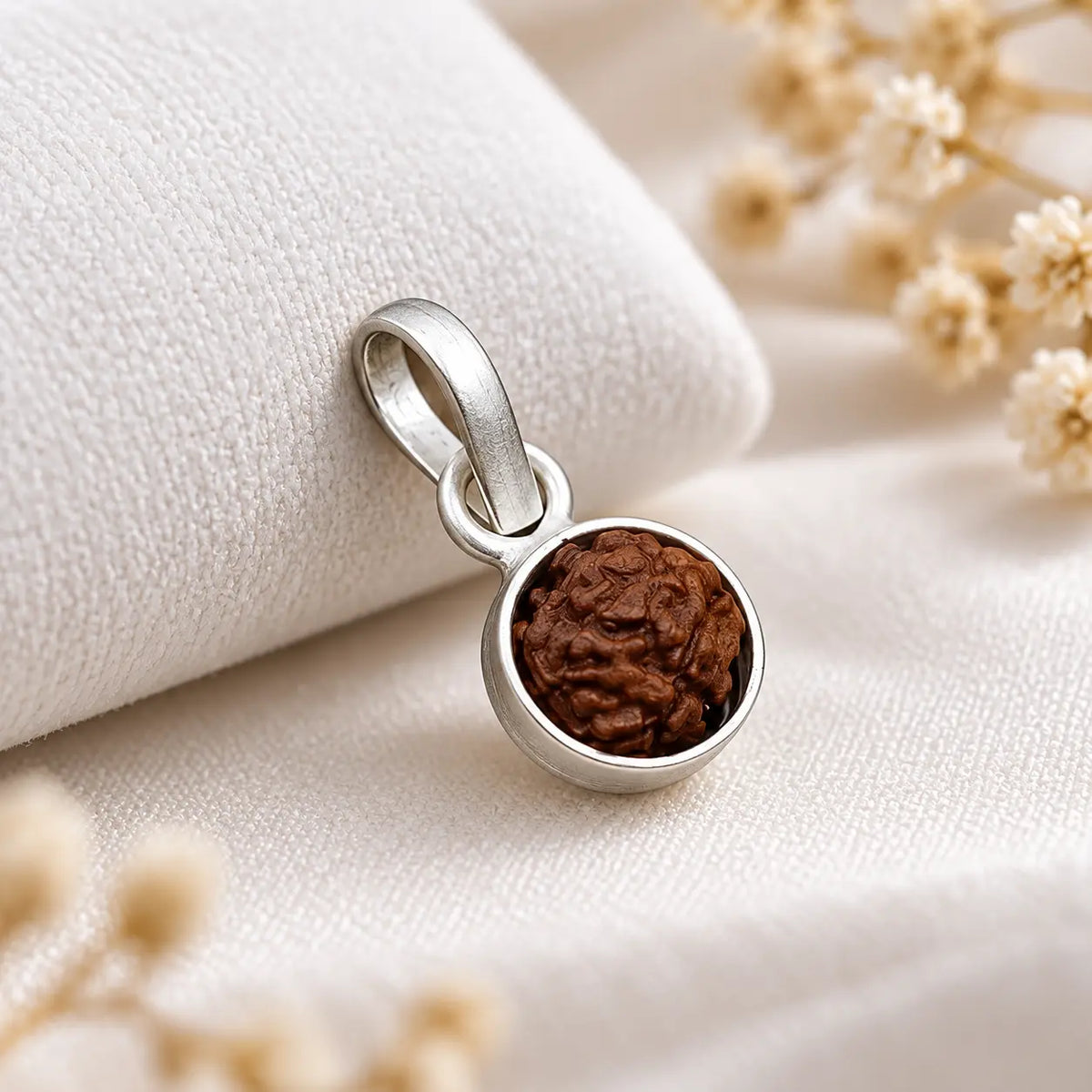 Silver Rudraksha Classic Round Pendant