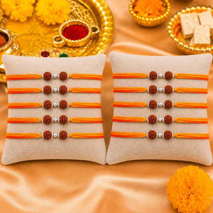 Spiritual Silver Rakhi Double Rudraksha Design