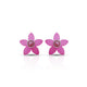 Delicate pink flower stud earrings with a pearl center