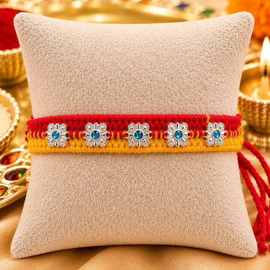 Delicate Silver Floral Rakhi