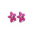 Silver pink flower stud earrings with a pearl at the center