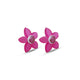 Silver pink flower stud earrings with a pearl at the center