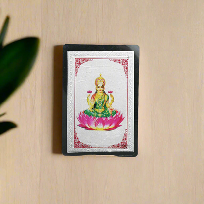 Elegant 999 silver Lakshmi Ji Yantra picture card, ideal for pooja and spiritual rituals.