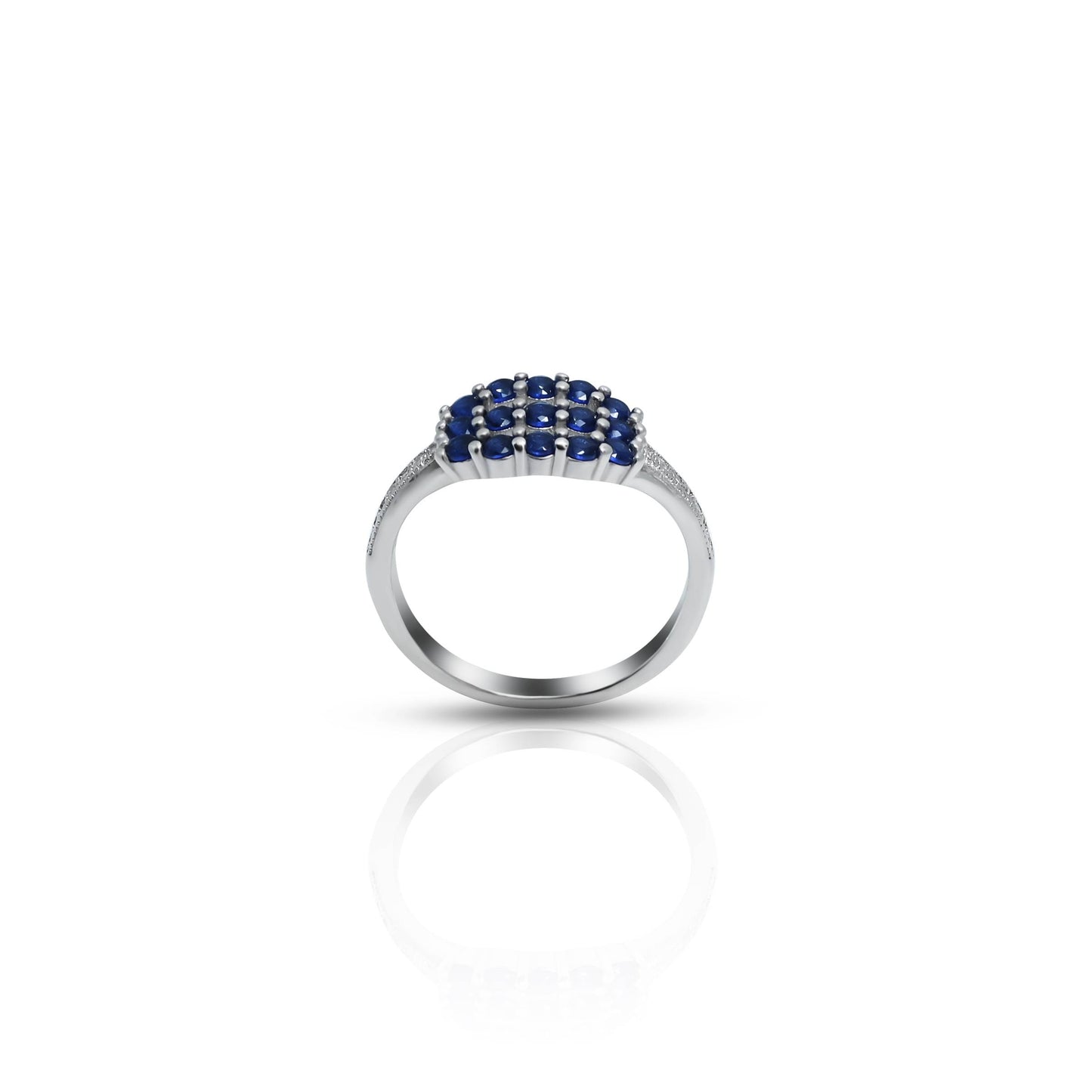 Serenity of Grace" 925 silver ring featuring sparkling blue gems