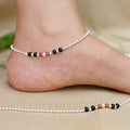 Silver payal featuring sparkling multi-colored beads for a vibrant and stylish touch