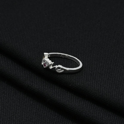 Silver Symbol Of Love Pink Gem Ring