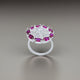 Silver Purple Gem Stones at Edge Round Design Ring