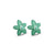 Elegant silver stud earrings featuring green flowers with pearl centers