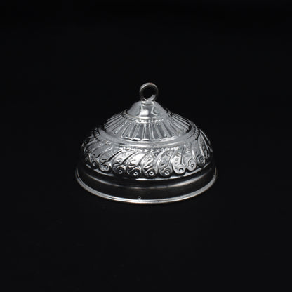 Elegant silver chattar with detailed design, perfect for enhancing temple decor