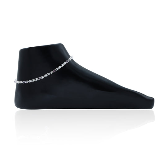 Elegant silver anklet with detailed beadwork for a refined style