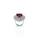 Sterling Silver Lavish Dark Red Heart Cut Gemstone Ring for Her