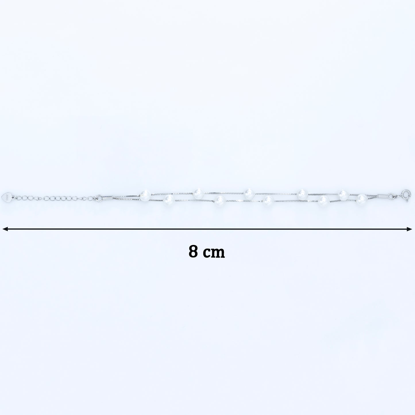 Double Strand Pearl Accent Silver Bracelet