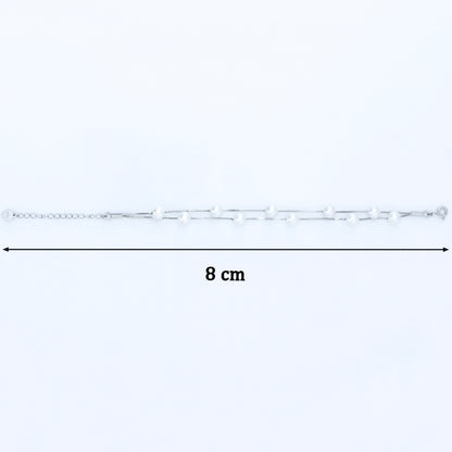 Double Strand Pearl Accent Silver Bracelet