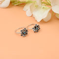 Silver Toe Rings with Blue Stone – Floral Design for Women