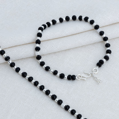 Bold Black Charm Silver Baby Anklet