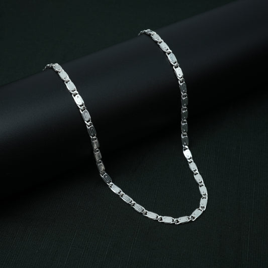 Engraved Link Silver Chain Sleek Boys