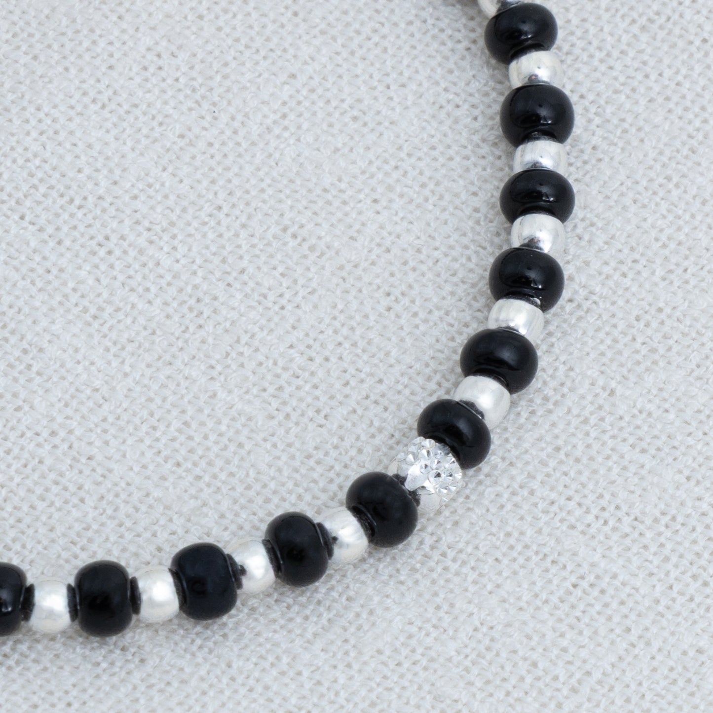 Bold Black Charm Silver Baby Anklet